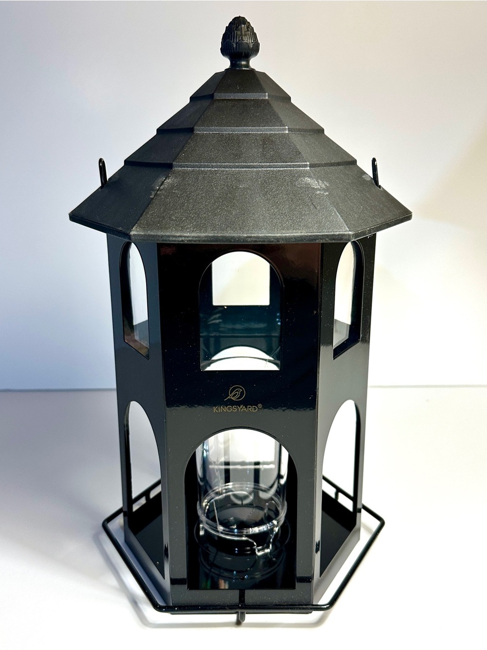 Kingsyard Black Circular Perch Metal Bird Feeder • 4lb. Large Seed Capacity